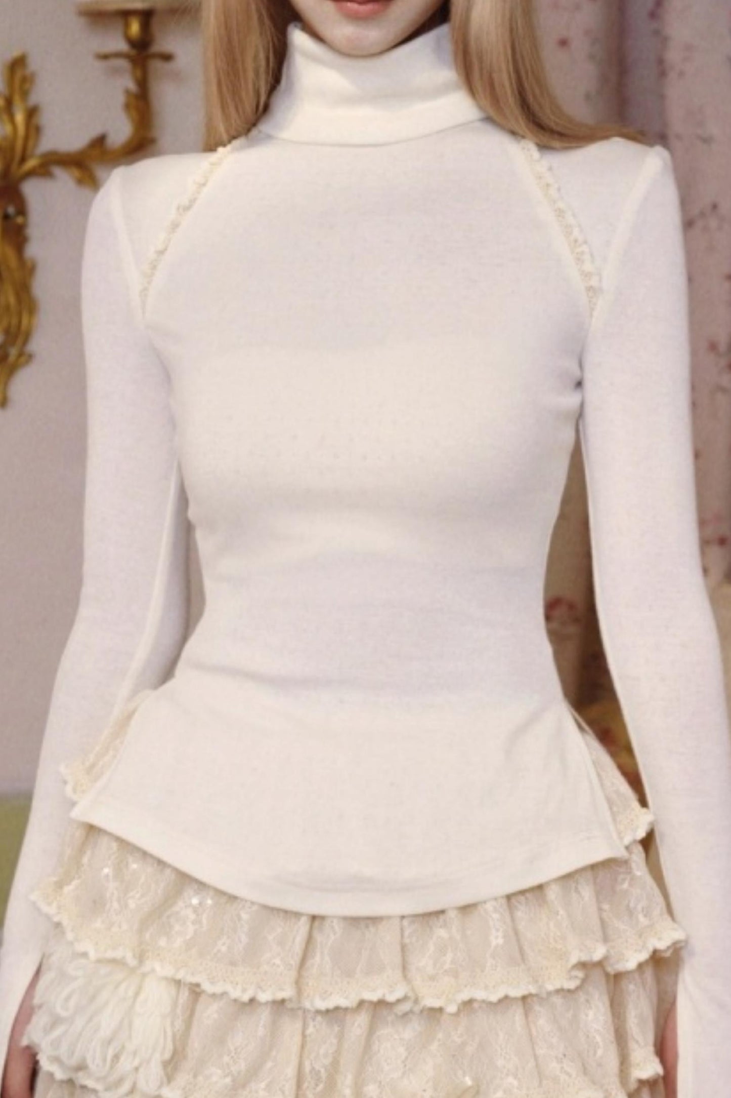 Slavic Elastic Turtleneck Top Set-Up