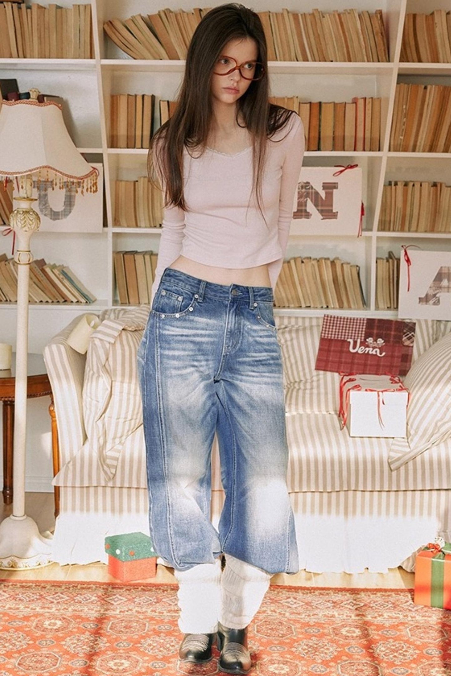 Pearl Rhinestone Wool Top