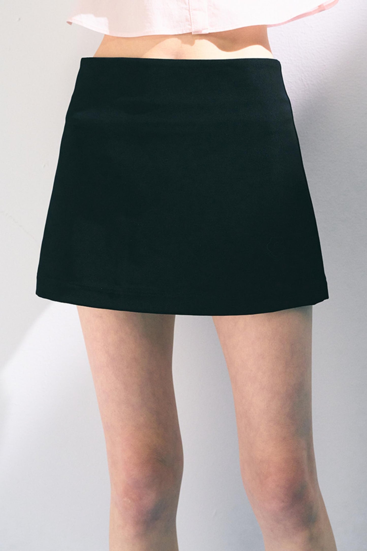 Navy Embroidered A-Line Skirt