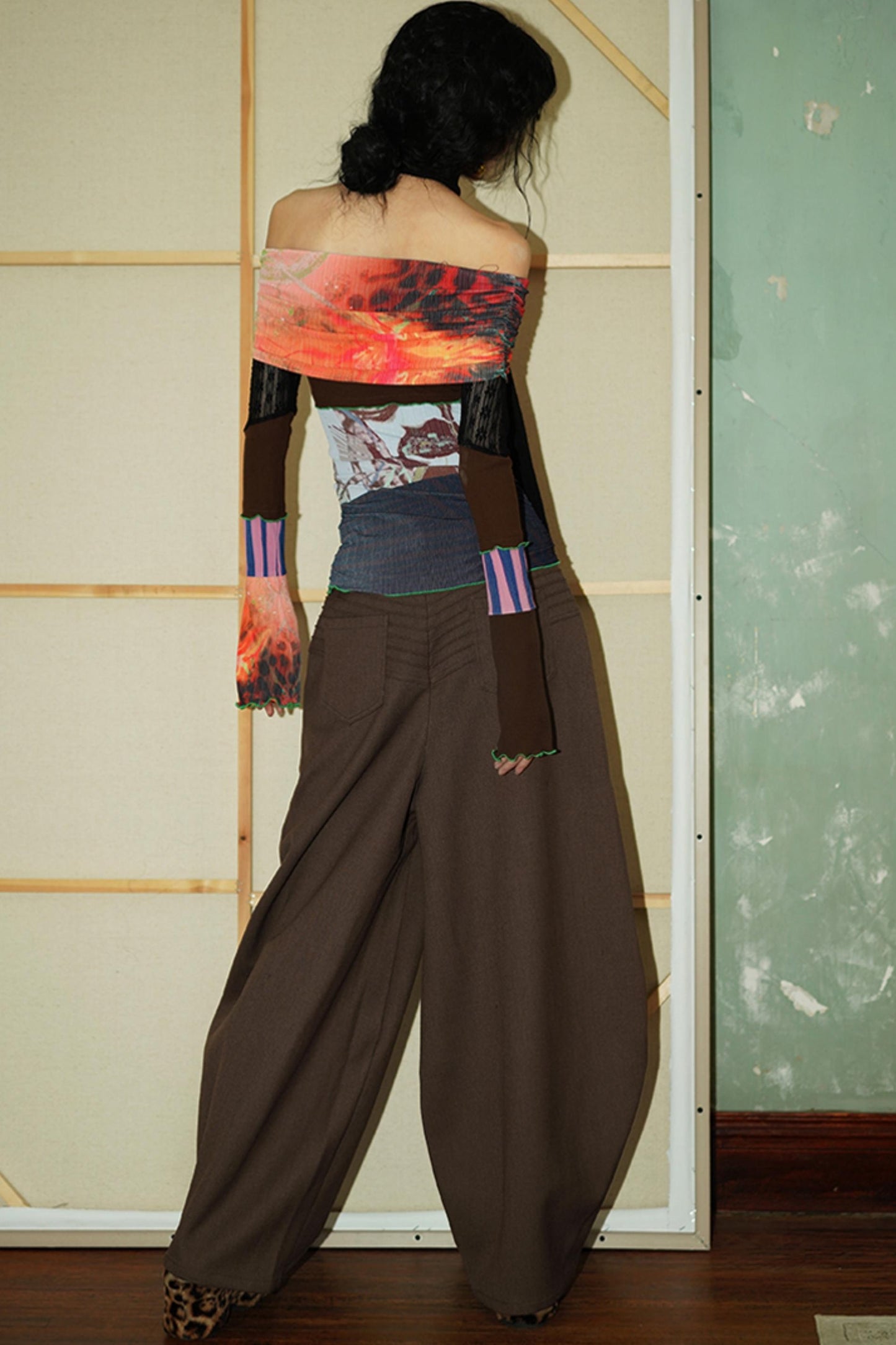 Pressed Pleated Wide-Leg Pants