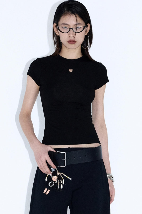 Embroidered Heart Slim Fit Top