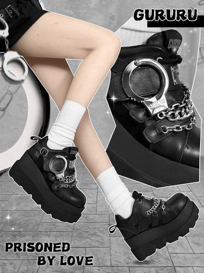 Y2K Handcuffs Velcro Platform Shoes