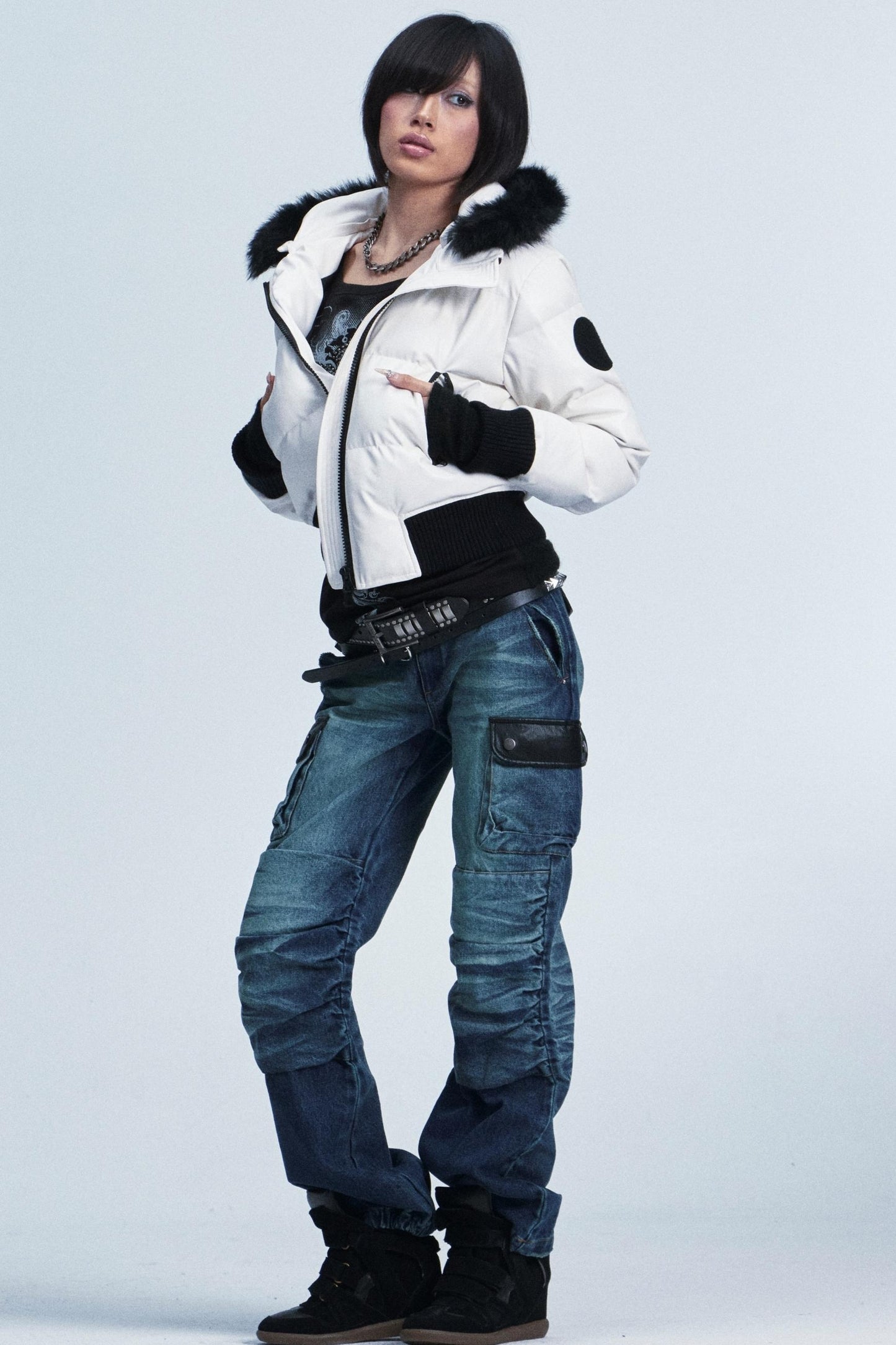 Detachable Hood Leather Jacket