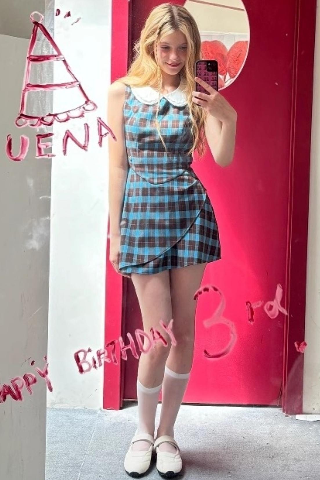 Blue Plaid Sleeveless Dress