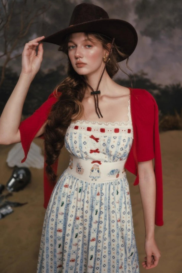 Pastoral Striped Dress Set-Up