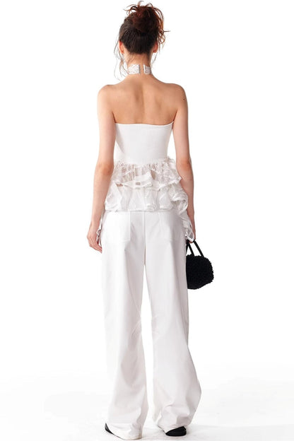 Summer Slim Ruffle Lace Top