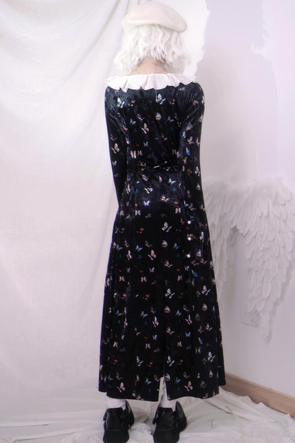 Velvet Retro Elegant Butterfly Dress