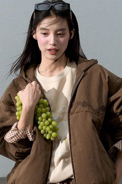 Patchwork Plaid Sweatshirt Versatile Top