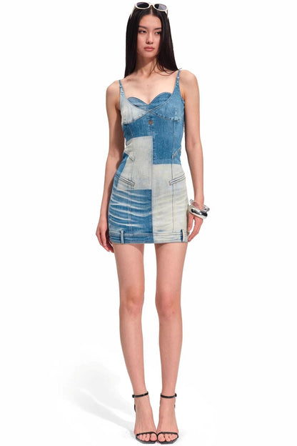 Colorblock-Denimkleid