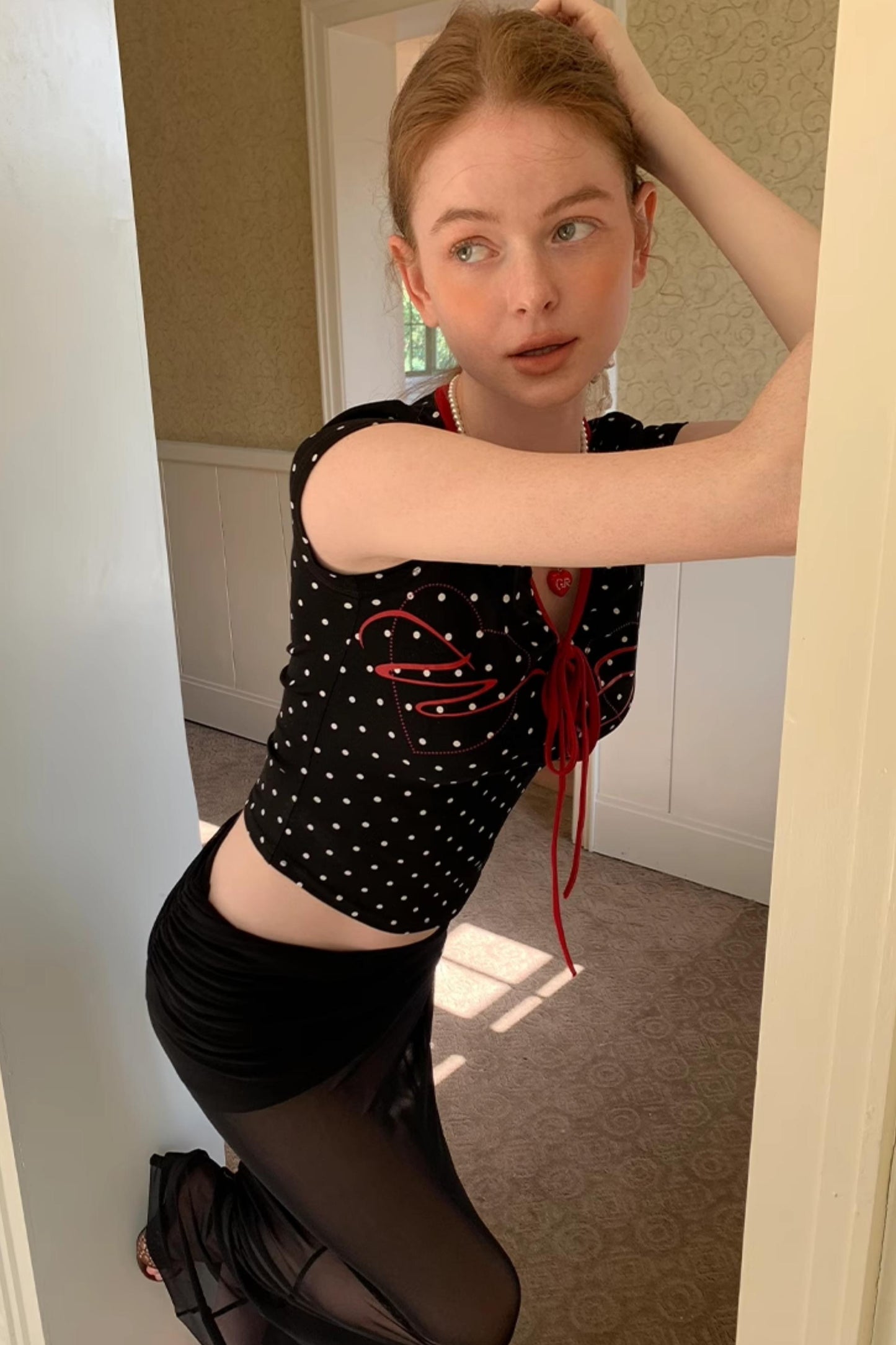 Summer Polka Dot V-Neck Tee