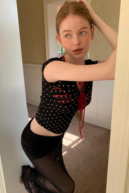 Summer Polka Dot V-Neck Tee