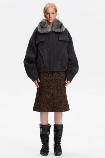 Leopard Print Fishtail Skirt