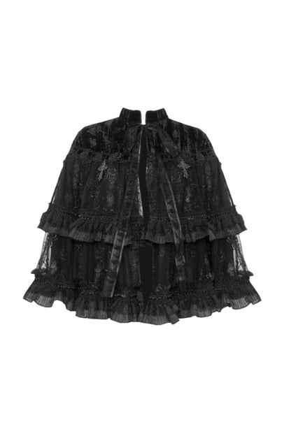 Gothic Dark Pattern Velvet Lace Cape