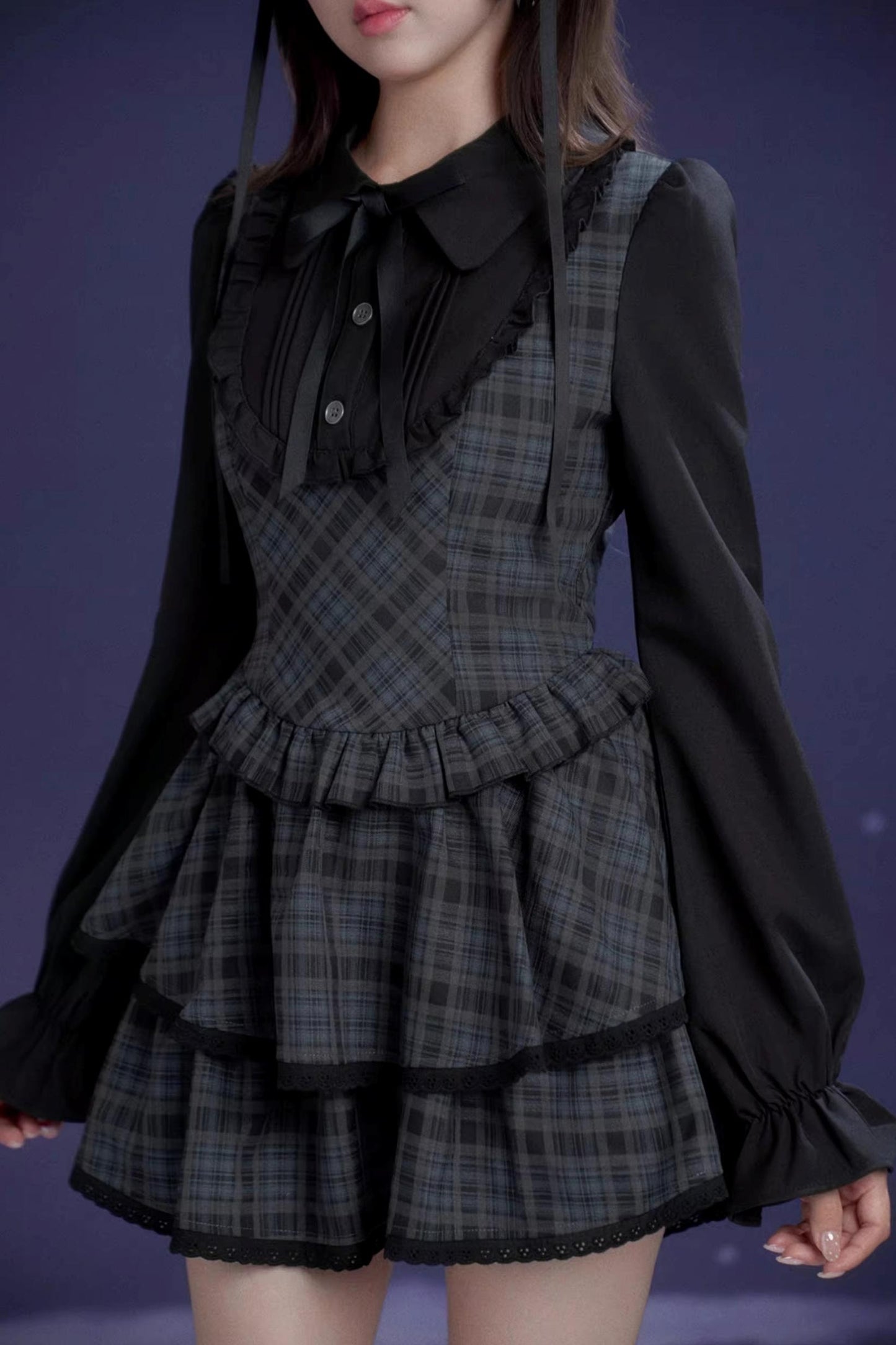 Kariertes Lolita-Winterkleid