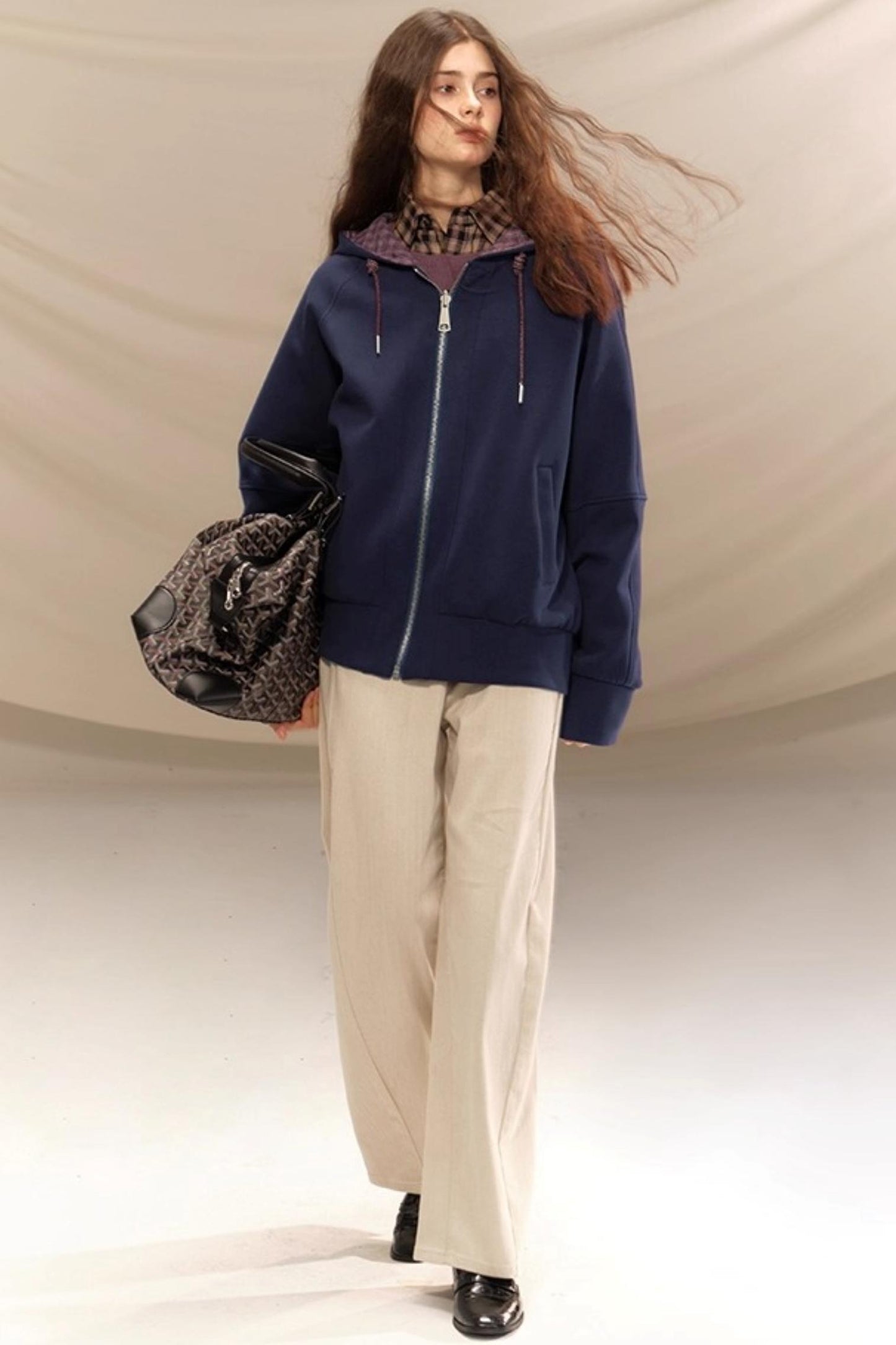 Layer Plaid Hooded Jacket