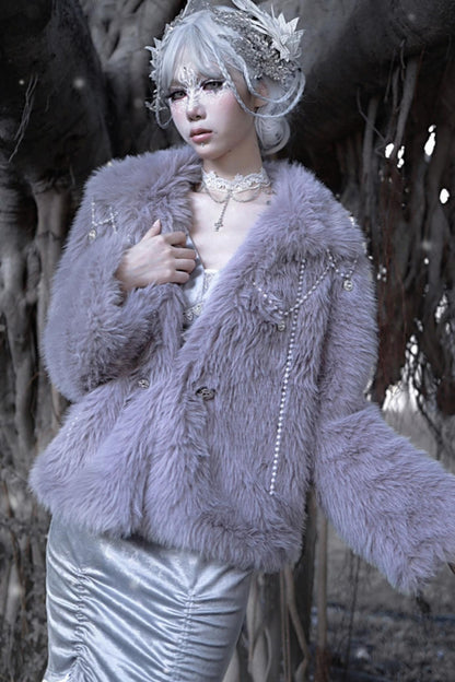 Swan Falling Eco-Friendly Fur Coat