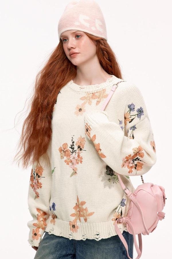 Casual Hole Design Knit Sweater