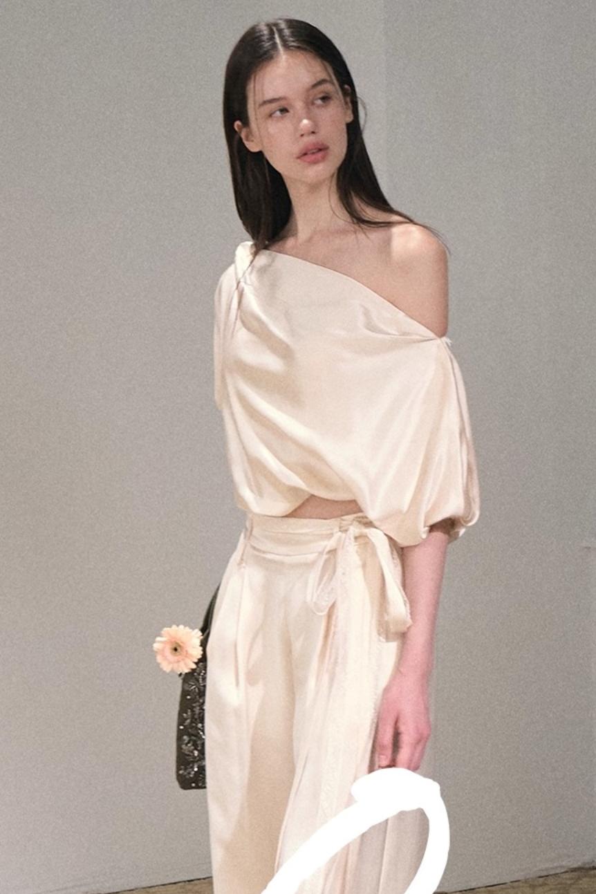 Acetate Flower Bud Top & Pants Set-Up