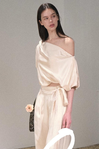 Acetate Flower Bud Top & Pants Set-Up