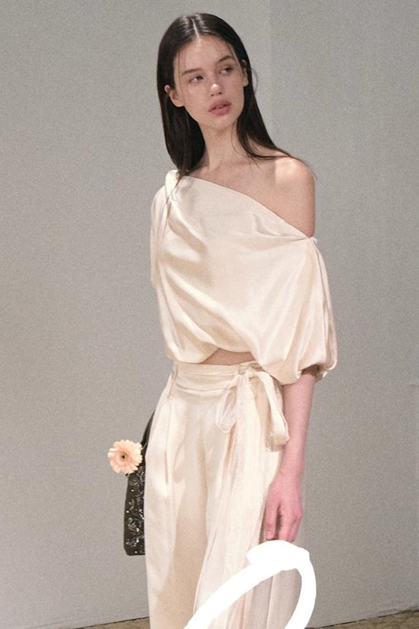 Acetate Flower Bud Top & Pants Set-Up