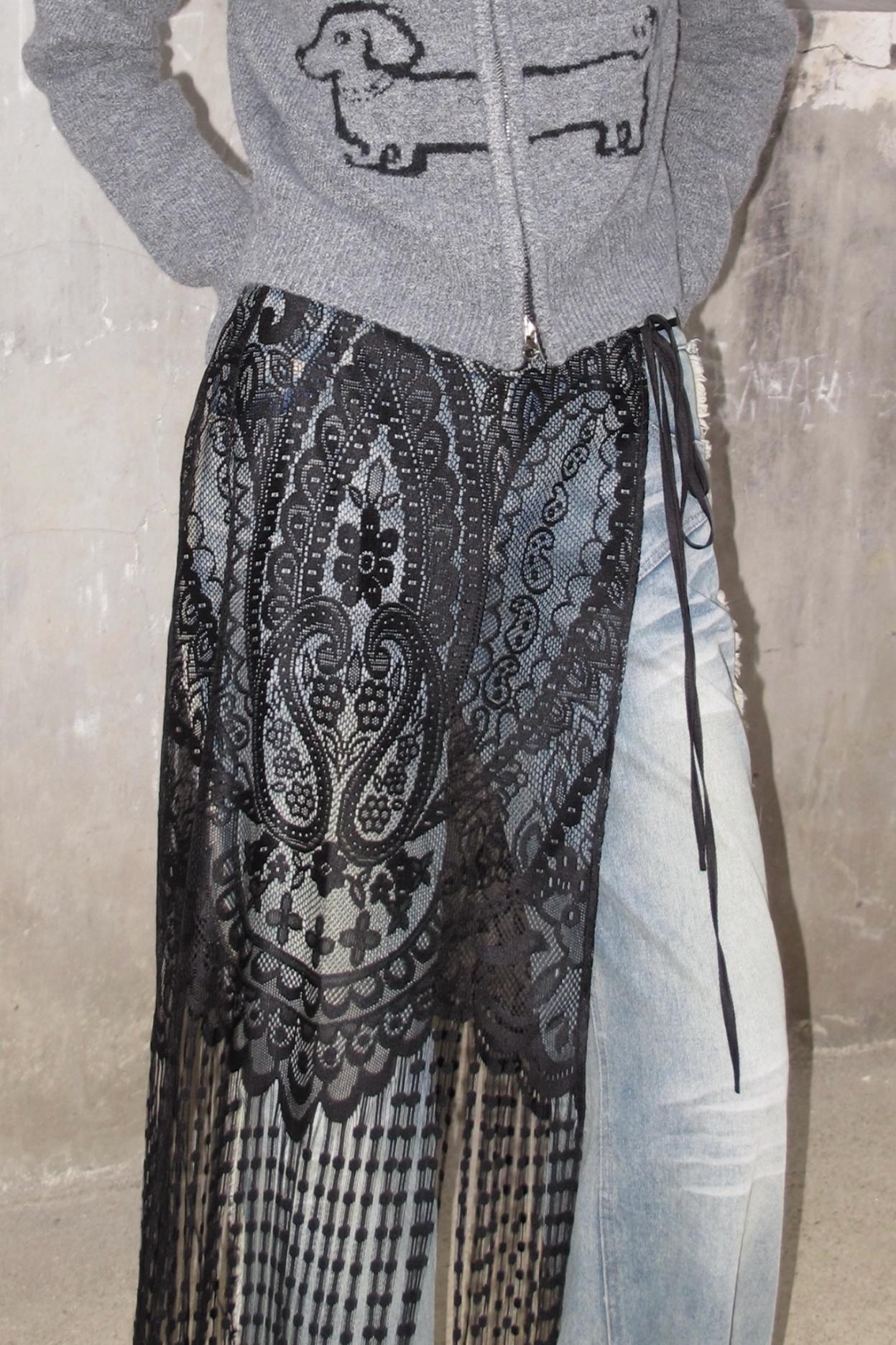 Cashew Flower Lace Fringed Curtain Cover