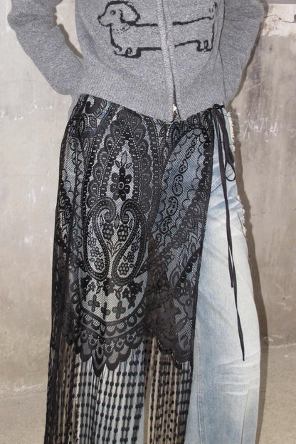 Cashew Flower Lace Fringed Curtain Cover