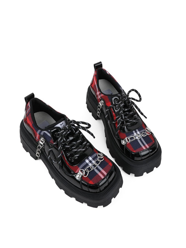 Rock Chain Plaid Platform Shoes