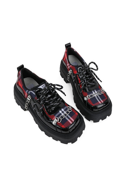 Rock Chain Plaid Platform Shoes