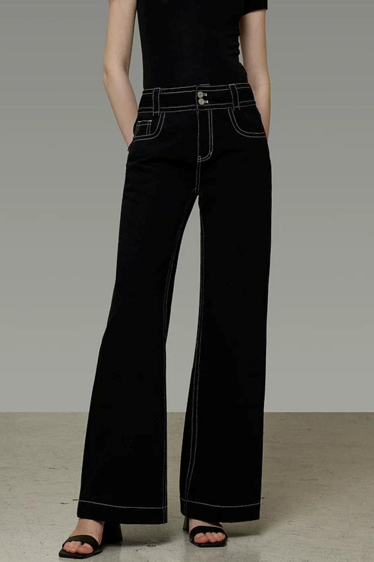 French Black High-Waisted Pants