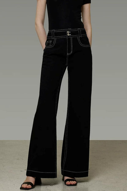 French Black High-Waisted Pants