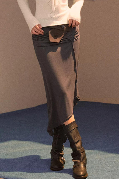 Faux Suede Knitted Skirt