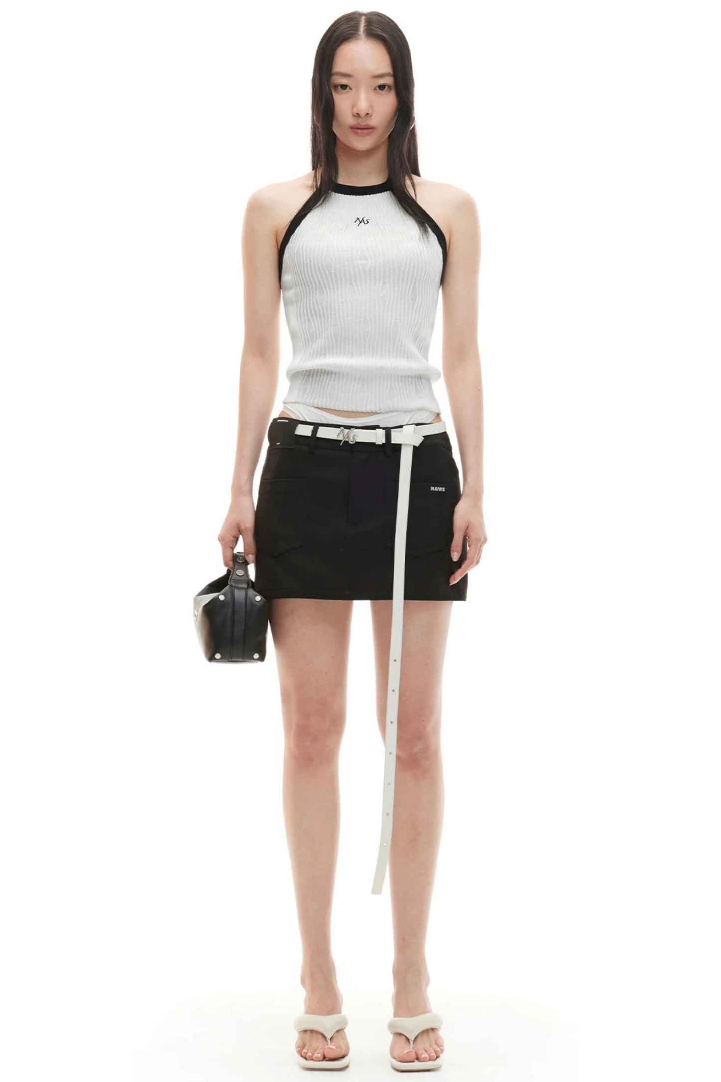 Wool Irregular Color-Block Vest