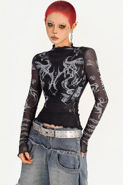 Spice Girl Mesh Long Sleeve Top