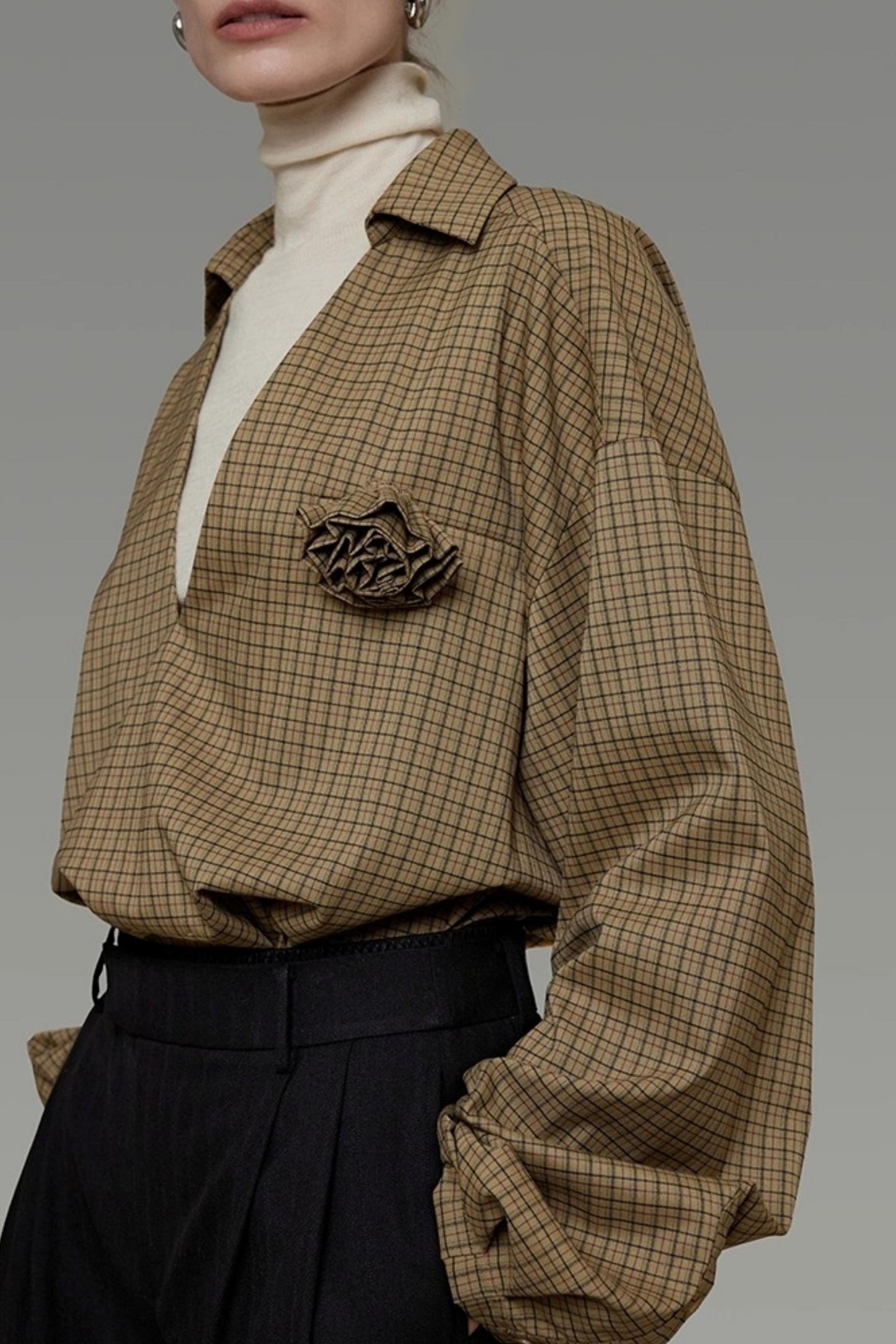 Vintage Fall V-Neck Striped Shirt