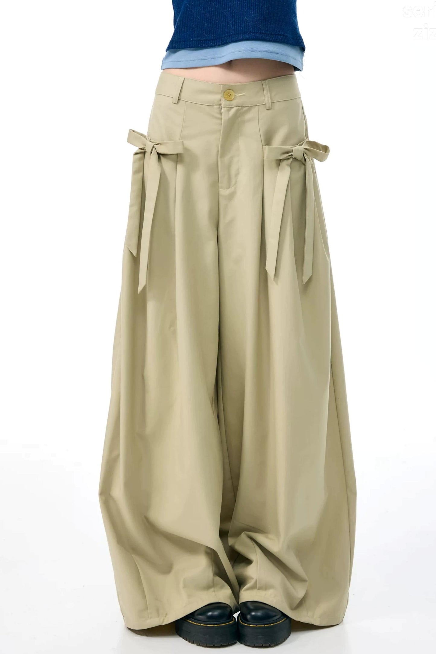 Pantalon abricot lacté à nœud