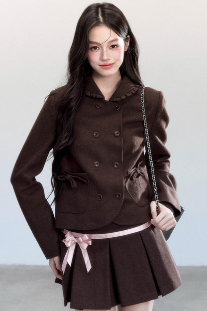 Warm Butterfly Pleated Skirt Set-Up