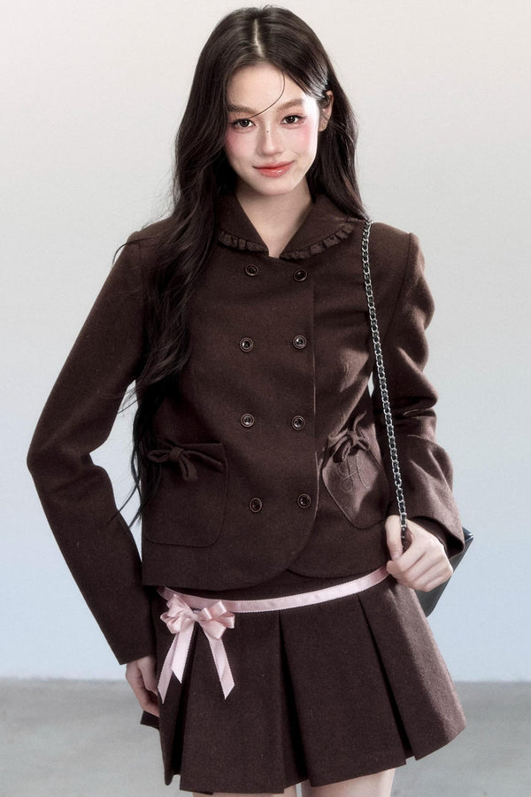 Warm Butterfly Pleated Skirt Set-Up