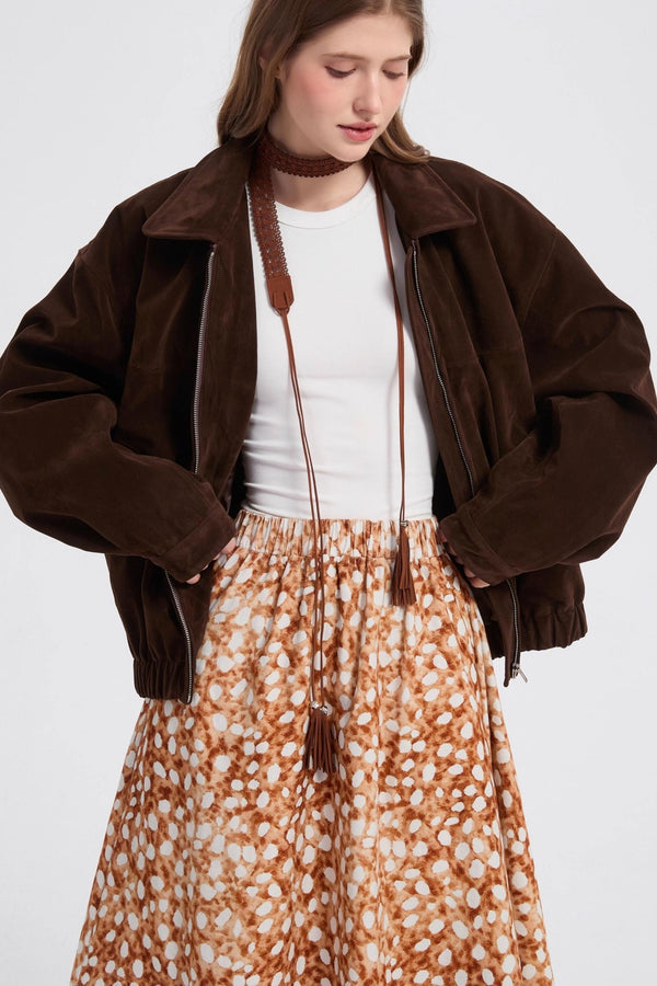 Coffee Suede Cropped Jacket