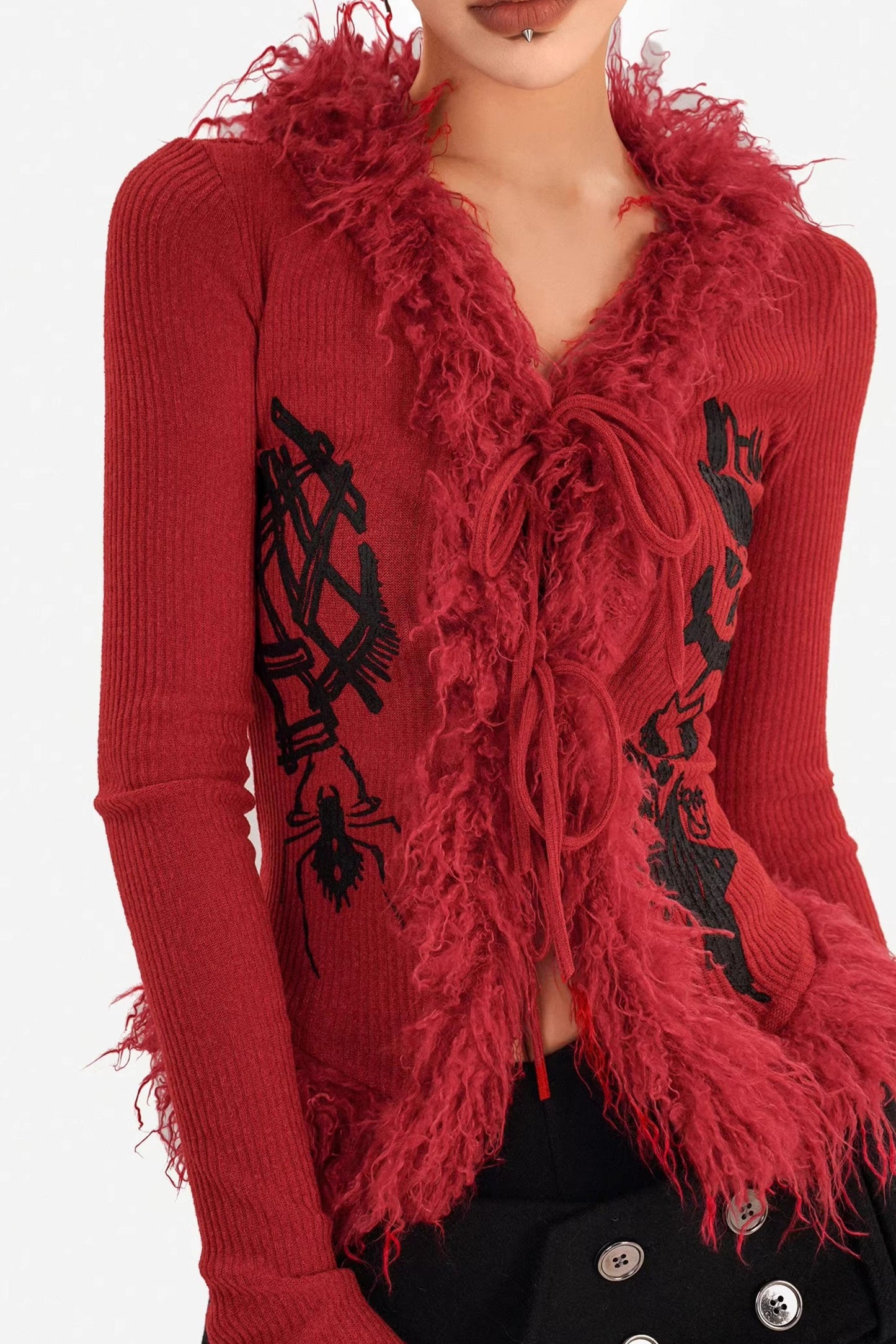 V-Ausschnitt Strickpullover Oberteil