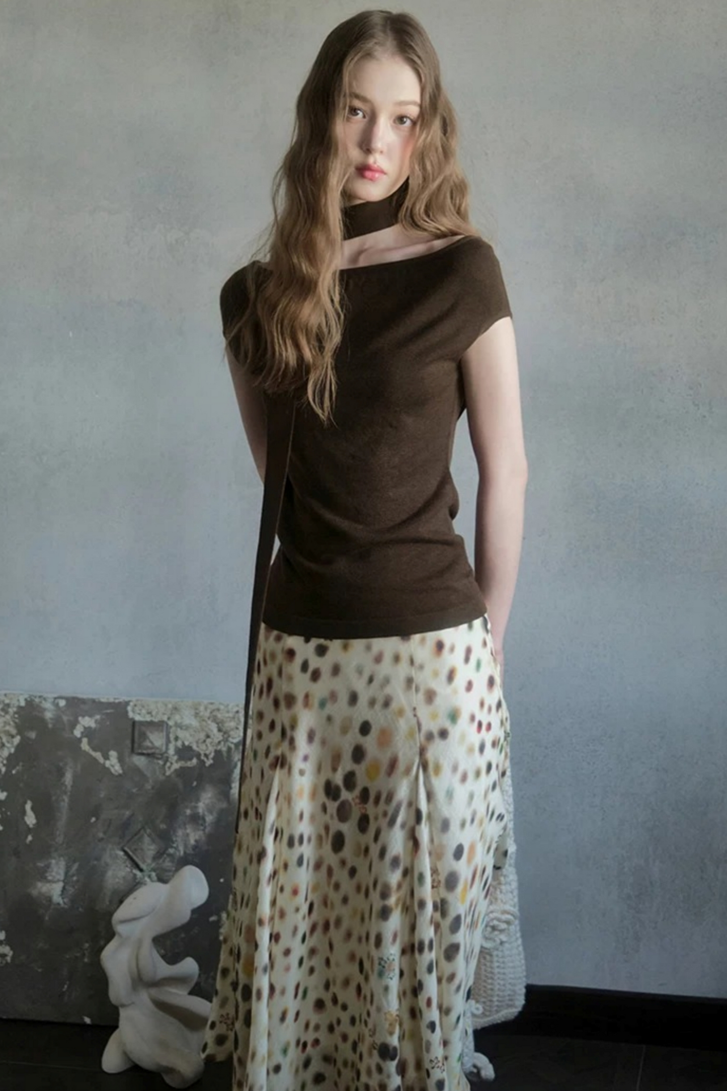 Artistic Polka Dot Asymmetrical Skirt