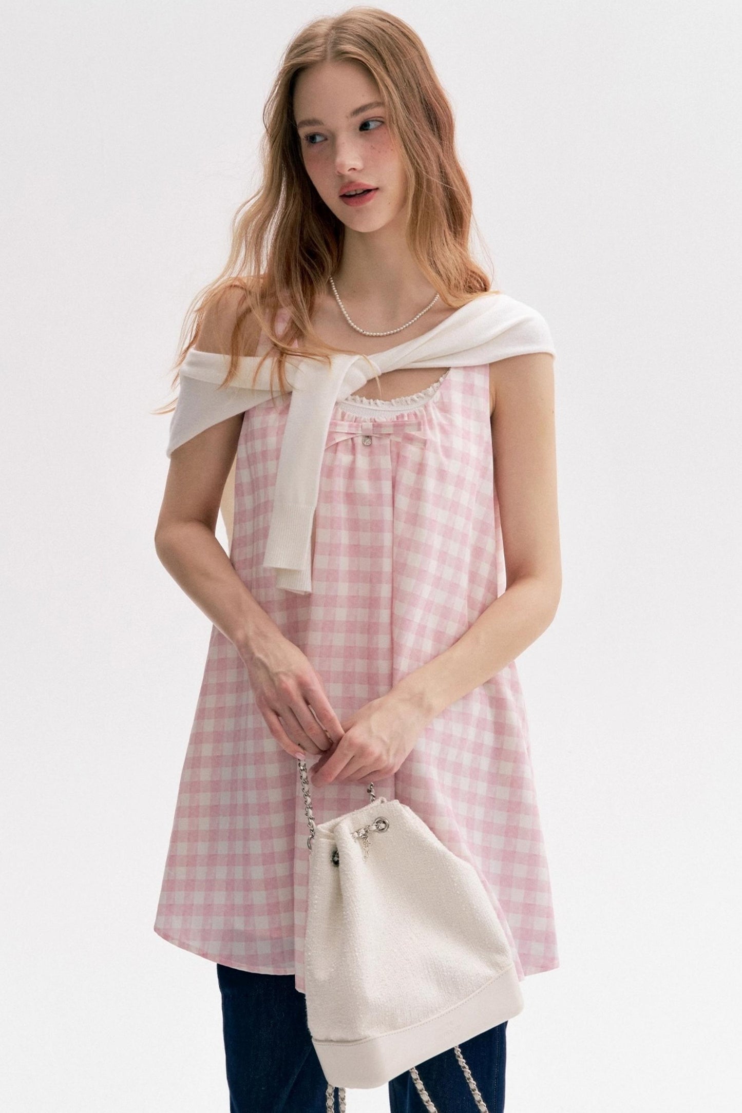Custom Pink Plaid Pleated Short Dress