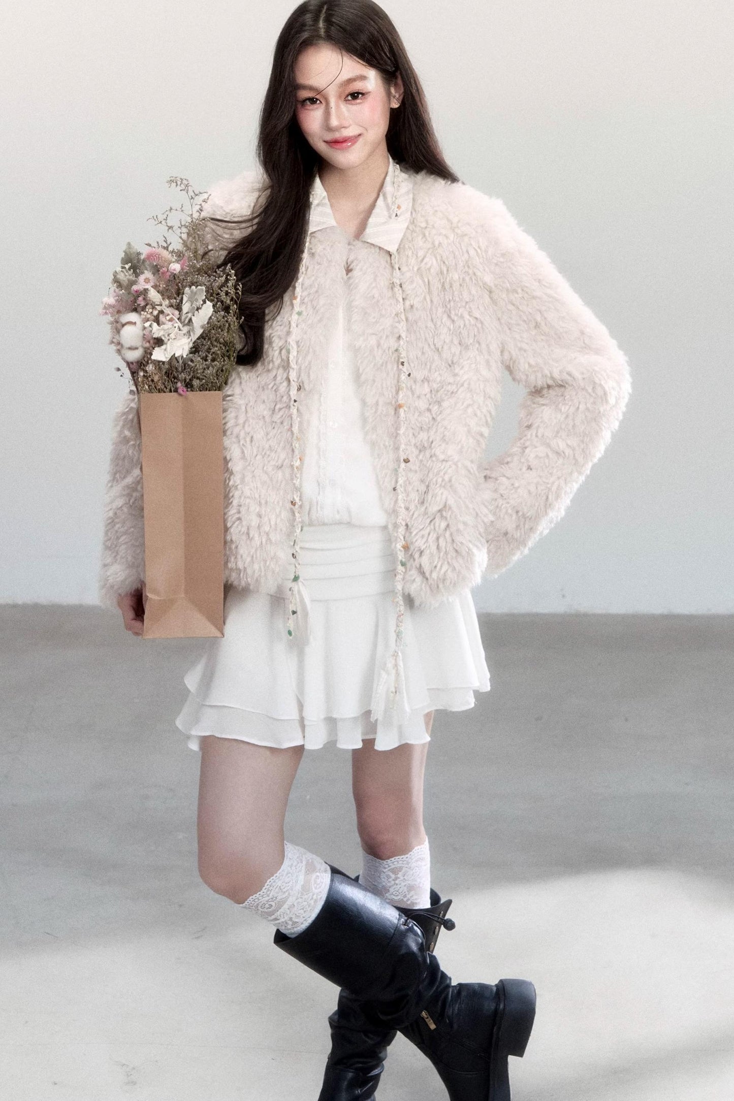 Luxury Shirt Collar Fur Jacket