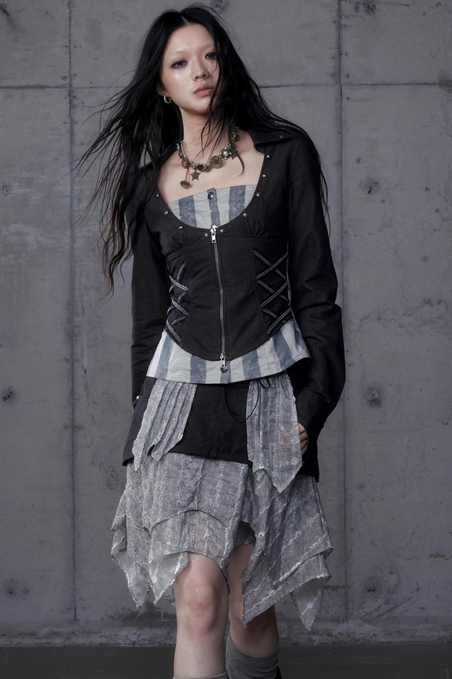 Vintage Punk Court Slim Print Long-Sleeved Shirts