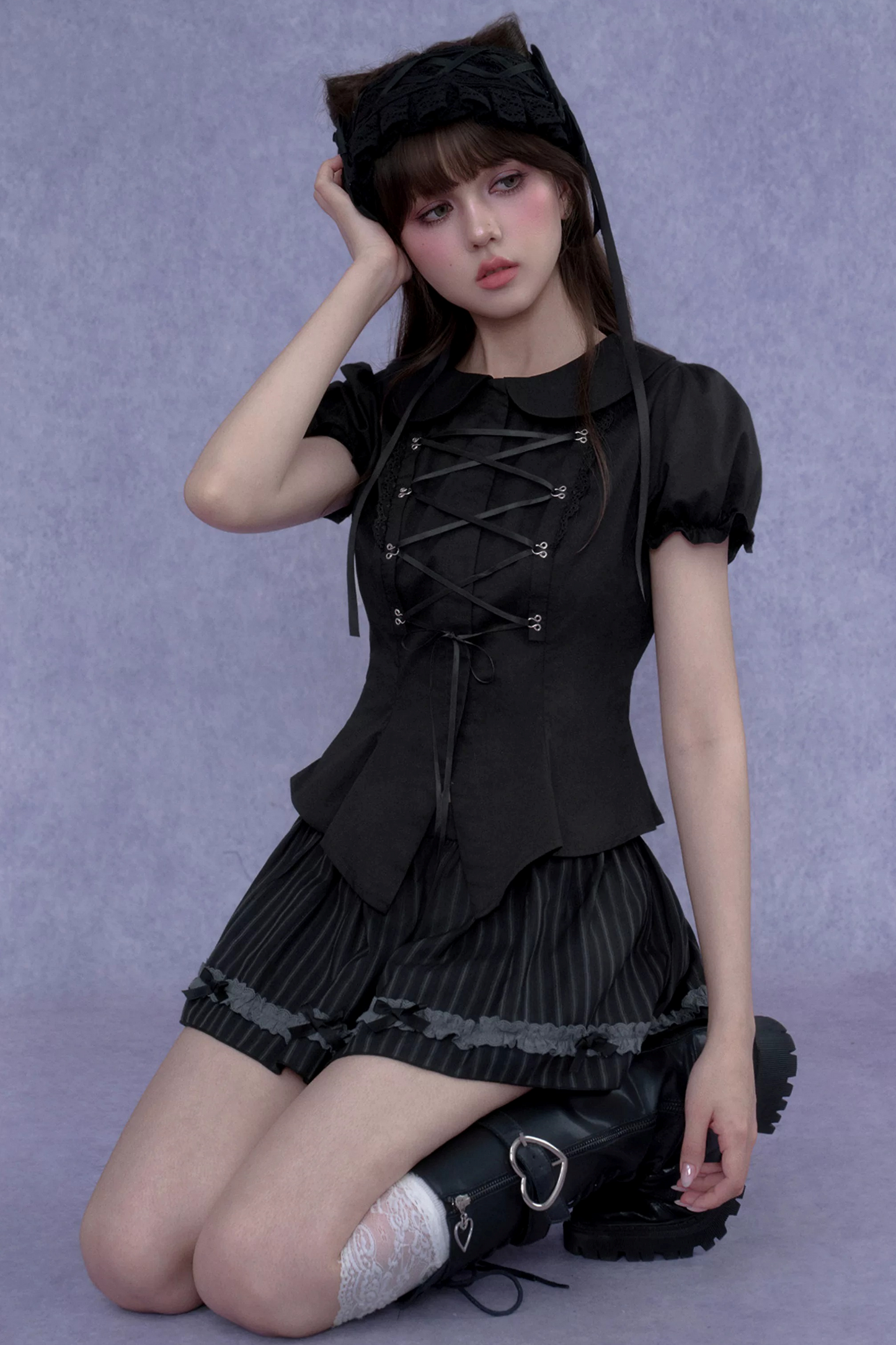 Dark Princess Puff Sleeve Blouse Set-Up