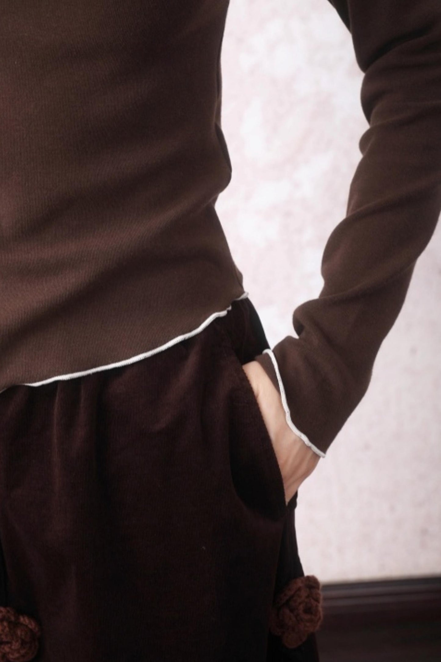 Cocoa Brown Half-Turtleneck Top