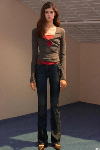 Vintage Patchwork Flared Jeans