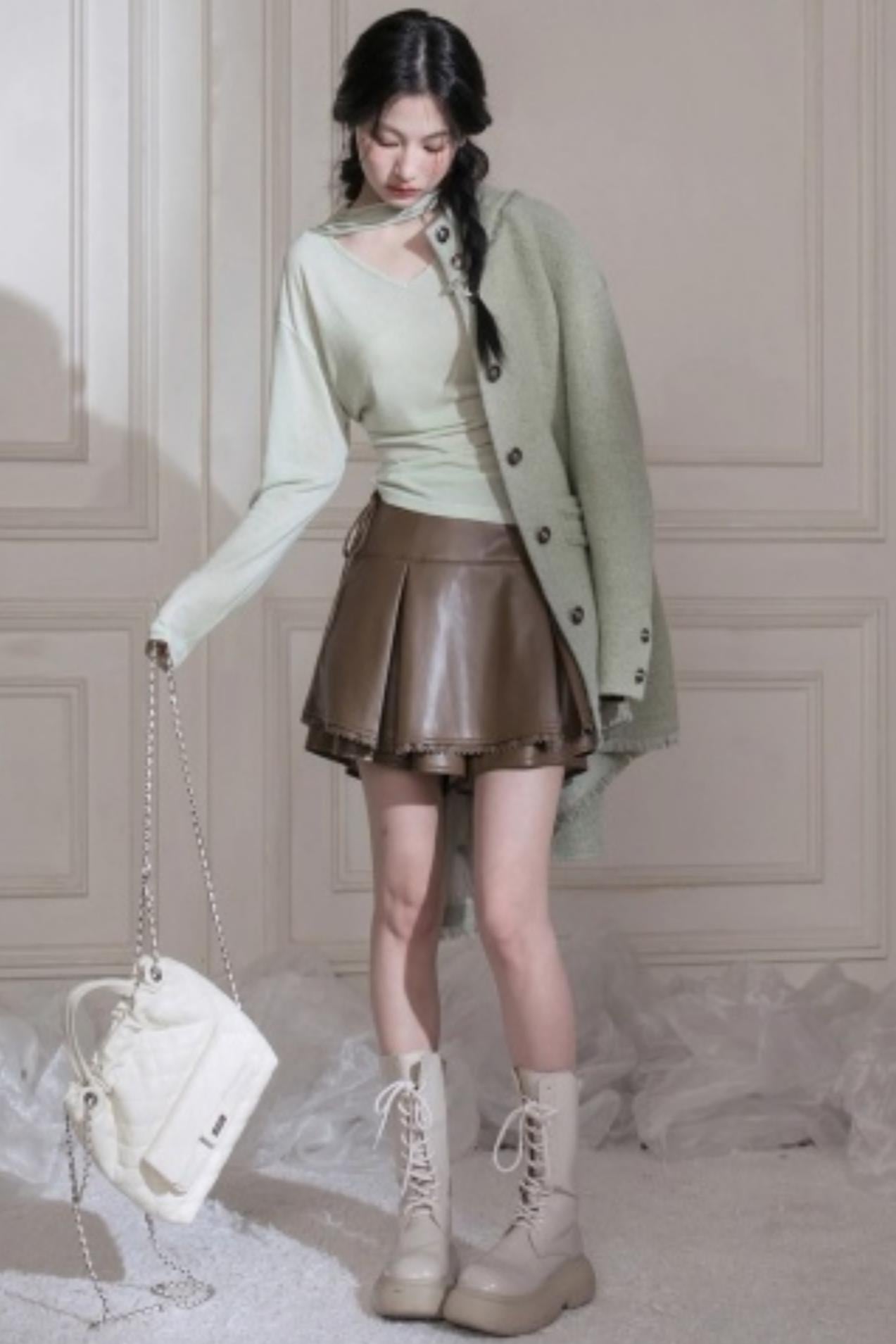 Lyocell Wool Shawl Knitwear Top