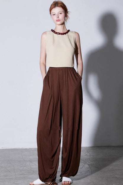 Hand-Beaded Floral Bow Top