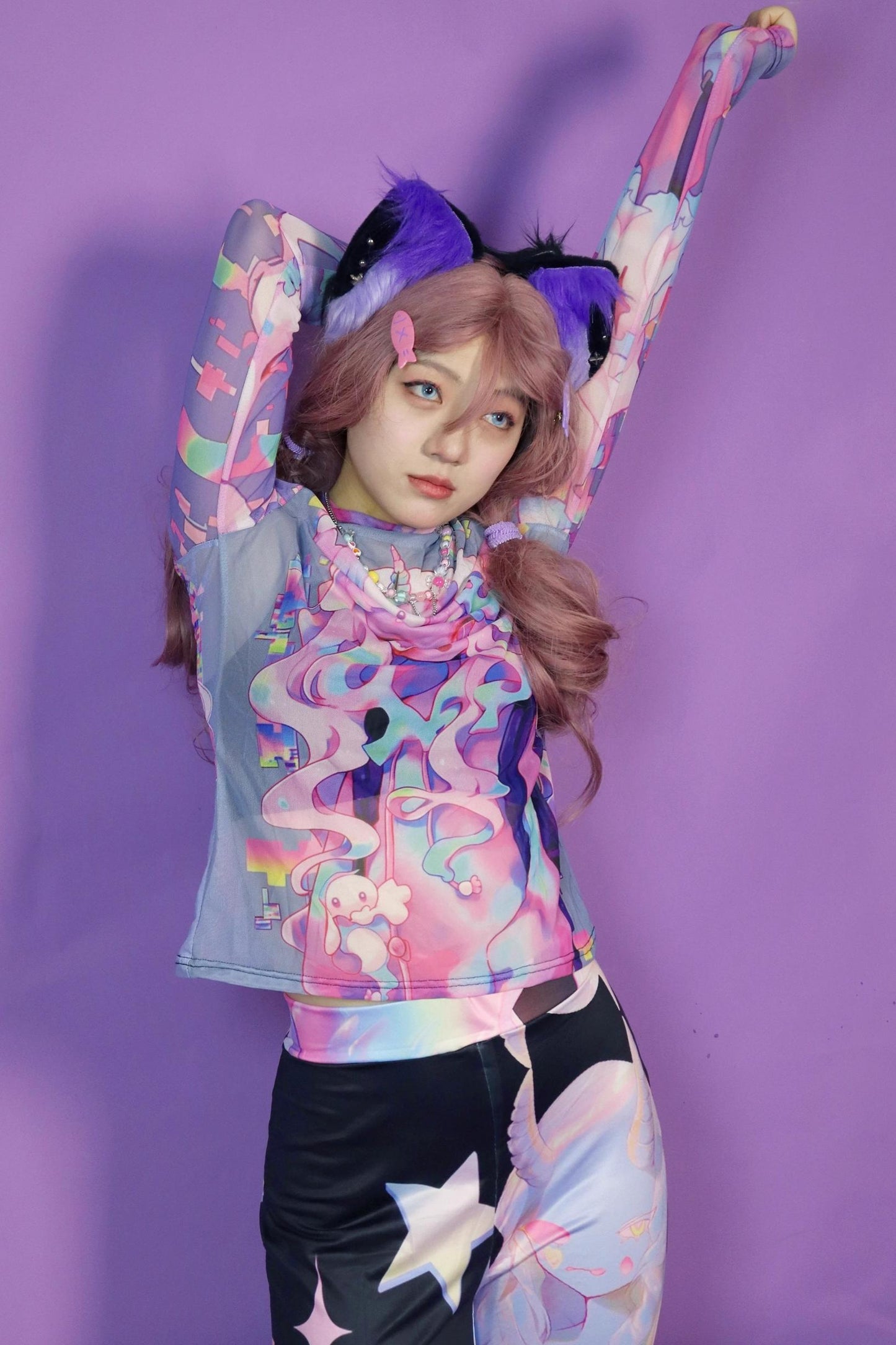 Sweet Spicy Long-Sleeved Mesh T-Shirt