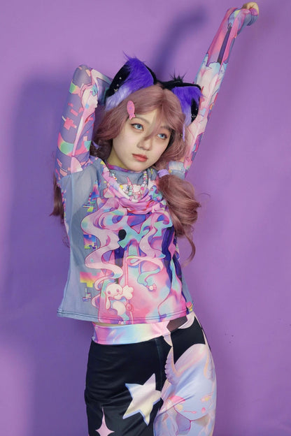 Sweet Spicy Long-Sleeved Mesh T-Shirt